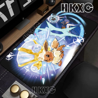 Game Card Pad Gaming Carpet Anime Keyboard Pads Pokemon Eevee Mousepad Gamer Mouse Pads Laptop Extended Desk Mat PC Cabinet Rug