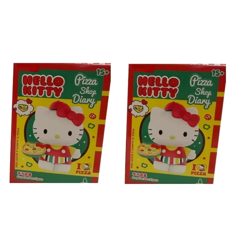 Authentic Hello Kitty Blind Box Pizza Shop Diary Series Cute Kt Figures Trendy Toy Desktop Ornament  Girls Valentine'S Day Gift