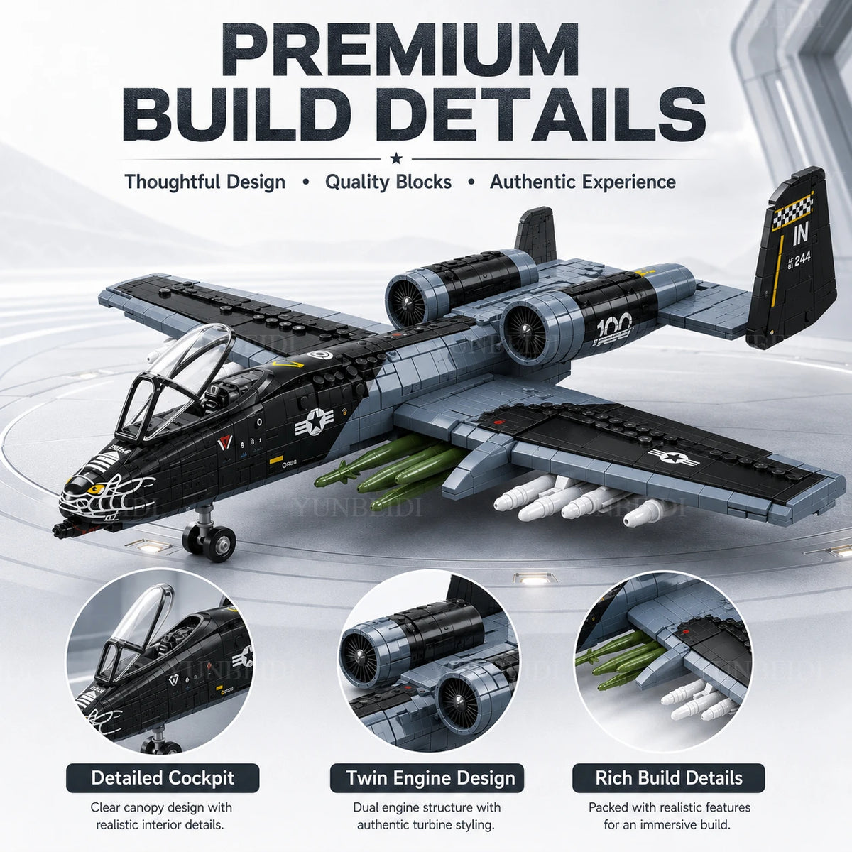 F14 Block Aircraft Military Series Block Support Attack Aircraft Model Wildcat Fighter Toy Gift To Children