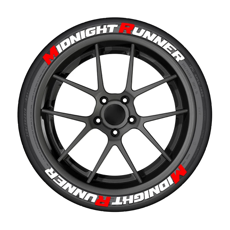 MIDNIGHT RUNNER Car Tire Decorative Sticker PVC Waterproof Sectional Decal No Glue  One Set For Four Tires