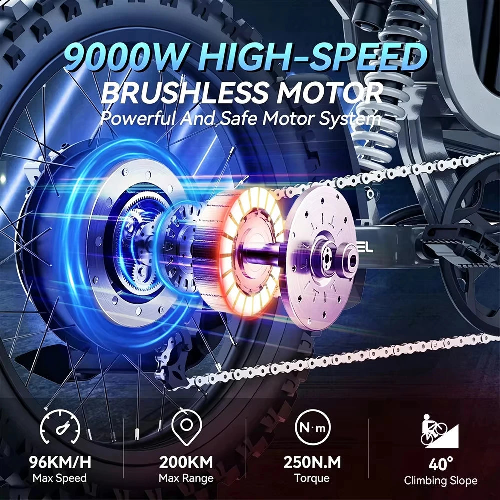 Readygo COSWHEEL R19 Electric Dirt Bike 9000W High Power 72V40Ah Battery Adult Max96km/h Mountain Ebike for Off-Road Use Lithium