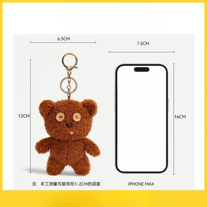 Minions & TIM Bear Classic Plush Keychain, Cute Cartoon Keyring for Bag Backpack, Soft Stuffed Doll Charm