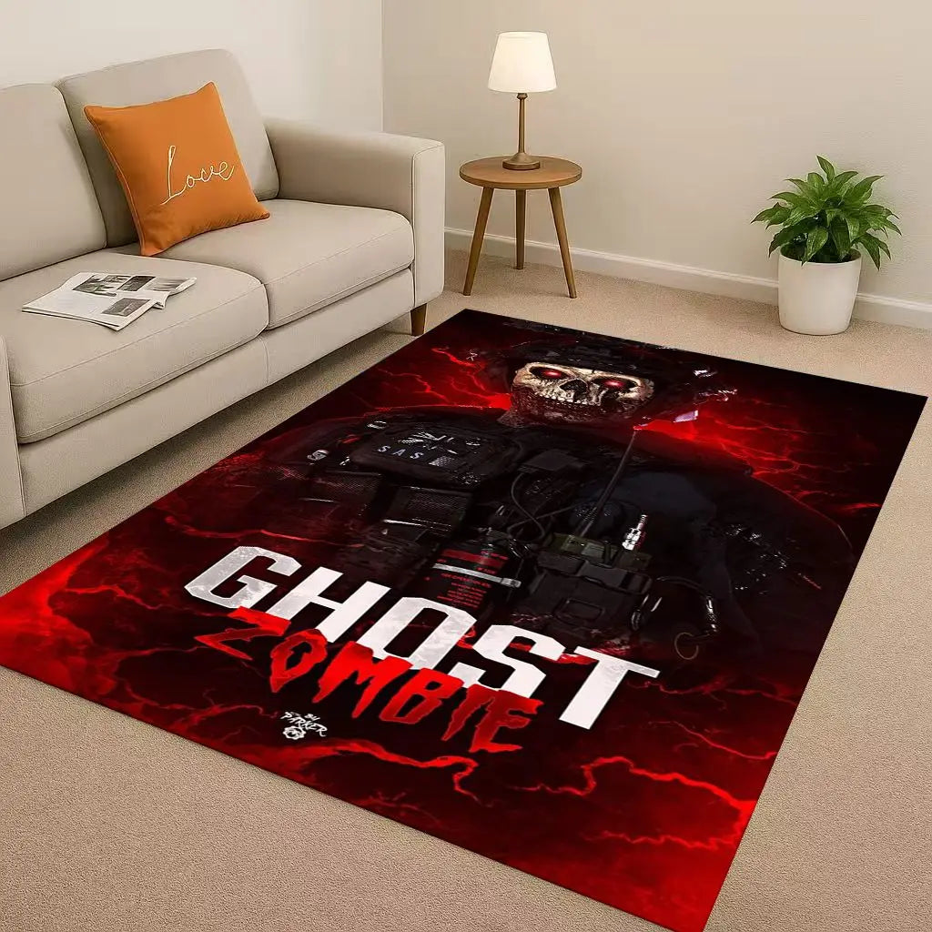 COD Ghost Simon Classic Gun Game Call of Duty  Living Room Non-Slip Area Rug Carpet for Bedroom Playroom Sofa,Home Decor Doormat