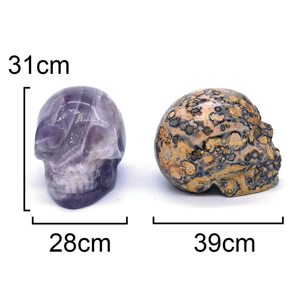 Wholesale 1.5" Natural Stones Crystal Skull Statue Amethyst Quartz Tiger Eye Carved Ore Mineral Crystals Figurine Home Decor