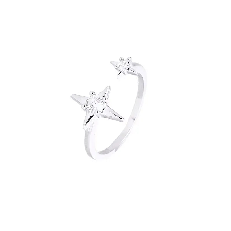 PANJBJ 925 Sterling Silver Geometry Crystal Ring For Women Ellipse Exaggerated Punk Water Drop Open Jewelry Gift Dropshipping