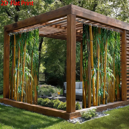 1PC/2PC Outdoor Window Shade Including Hooks; Featuring a Bamboo Motif Accent Design; Machine Washable; Ideal for Gazebos, Patio