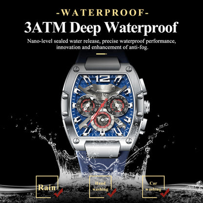 POEDAGAR Luxury Man Quartz Watch Sports Military Watch For Men Waterproof Luminous Date Chronograph Silicone Strap Men's Watches