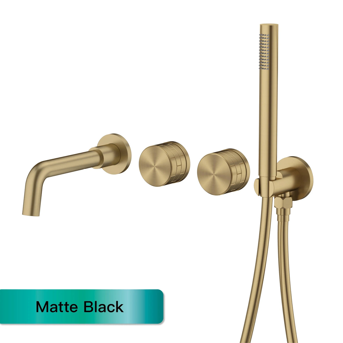 AITANA Luxury Bathroom Wall Mounted Bathtub Faucet Gunmetal Gray Brass Dual Handle Cold Hot Water Mixer 2 Function Embedded