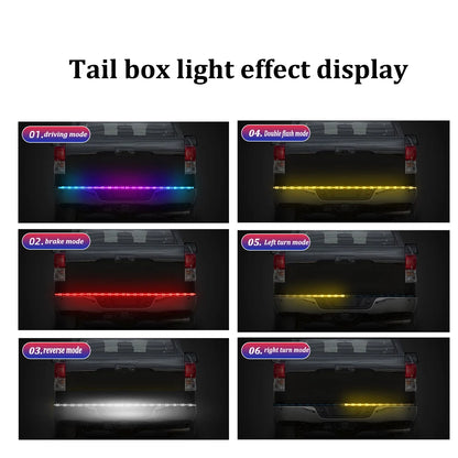 Dynamic Colorful 12V 24V RGB Pickup Turn Signal Rear Light Truck Container Cargo Jeep RV SUV Brake Light Strip LED Tail Light