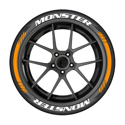 8pcs/lot MONSTER Car Tire Decals 3D PVC Joined Stickers Tire Decor Stickers Car Tuning Tire Decoration Decals Tyre Label Sticker