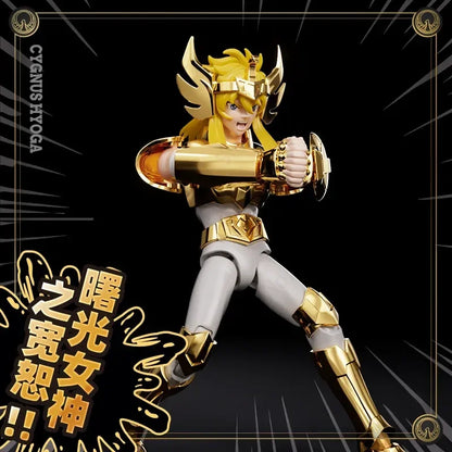 BLOKEES Saint Seiya 40TH Gold Saint EX Cygnus Hyoga Pegasus Seiya Buildable Statue Spare Hands Golden Paint Collectible Toy Gift
