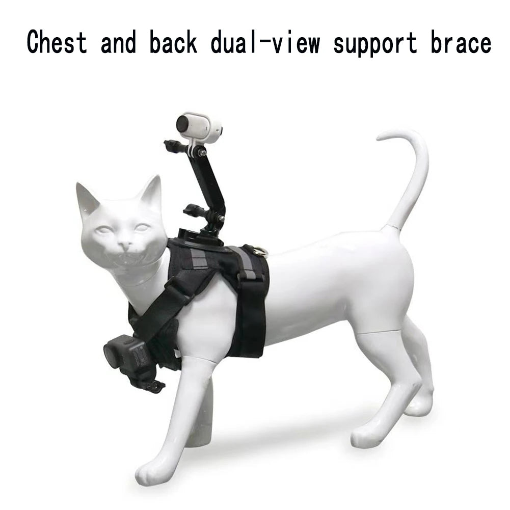 Pet Camera Harness Mount for Gopro Hero DJI OSMO Insta360 for Cats & Small Medium Large Dogs Adjustable Chest Back Holder