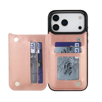 For iPhone 18 Pro/17 Pro Max/17eAir Wallet Case With Card Holder,PU Faux Leather Kickstand Card Slots Case,Double Magnetic Clasp