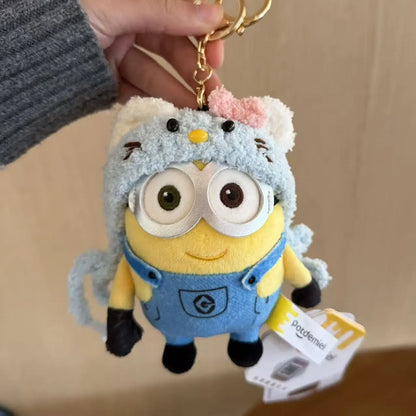Genuine Cute Little Yellow Minion Bob Backpack Pendant Cartoon Plush Doll Keychain Bag Doll Decoration Birthday Gift