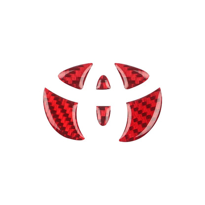 Carbon Fiber Car Steering Wheel Emblem Badge Sticker Glue Trim Decals For Toyota Corolla Rav4 CHR Auris Camry Prius Yaris