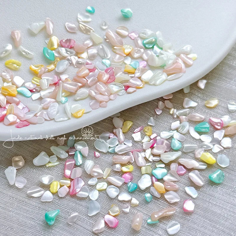 1 Box 3D Nail Art Decoration Material Shell Jade Stone Pearly Luster Irregular Nails Accessory Parts Manicure Decor Supplies