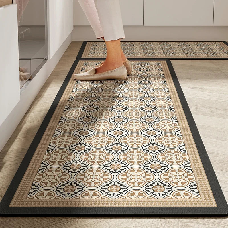 VIKAMA American Retro Kitchen Floor Mat Diatomaceous Mud Absorbent Wipe Bathroom Non-Slip Waterproof Carpet Home Decoration