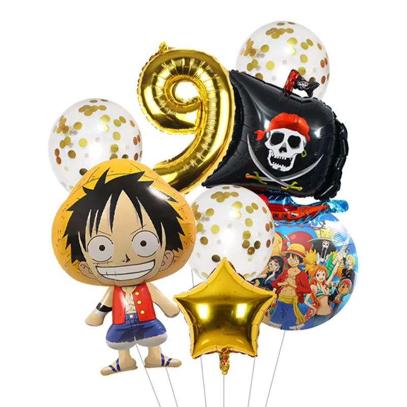 Anime One Piece Aluminum Film Balloons Luffy Shape Foil Balloon Boys Birthday Party Decoration Items
