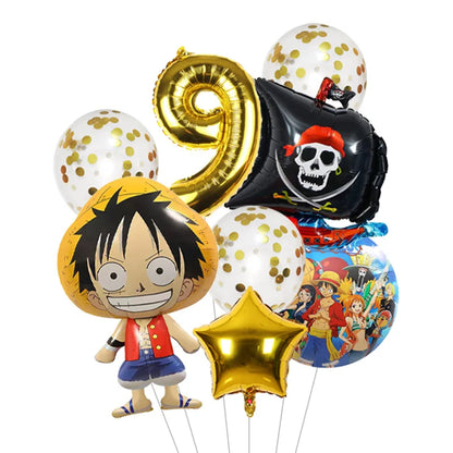 Anime One Piece Aluminum Film Balloons Luffy Shape Foil Balloon Boys Birthday Party Decoration Items
