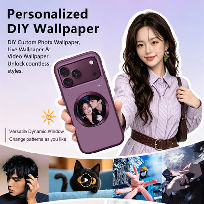 For iPhone 18 Pro Max Smart Phone Case with Smart Display Customizable Photos Videos One-click Recording Touch Window on Back