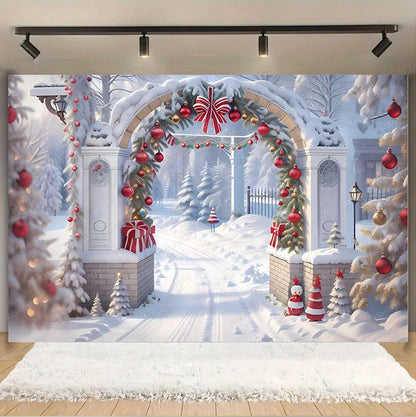 Christmas Glitter Photography Backdrop Street Xmas Gifts Pine Tree Family Portrait Festival Party Studio Photo Background Banner