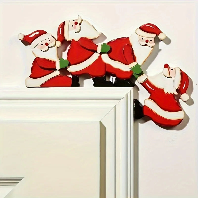 Christmas Door Frame Decoration Santa Claus Wooden Christmas Decorations Happy New Year 2027 Door Frame Trim Wood Xmas Decor