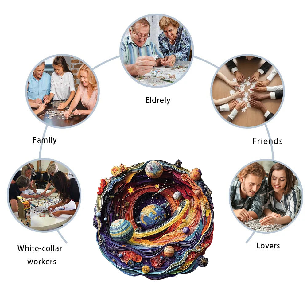 Space Planet Wooden Puzzle, High Difficulty Toys Puzzle, Concentration Training For Adults, Christma Birthday Holiday Gifts