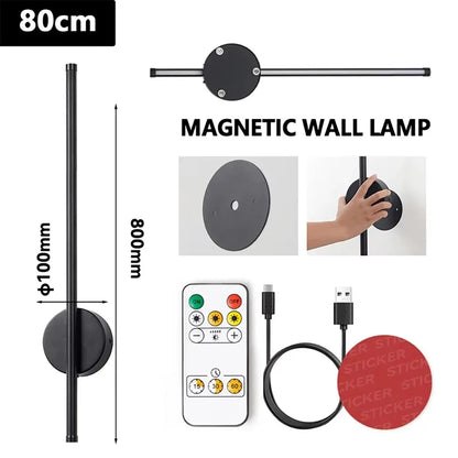 Modern LED Wall Charging Lamp Wireless Installation Remote Control Stepless Dimming  Gold Black Finish 50/80CM Decorative Lighti
