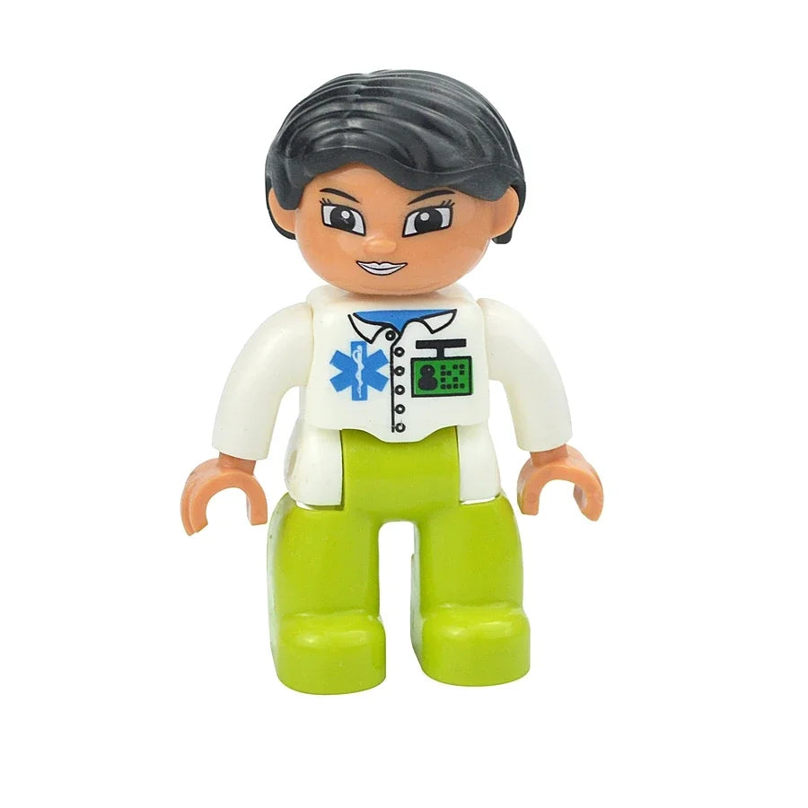 Figures Dolls Big Size Building Blocks Family Action Workers Doctor Police Farmer Compatible Large Bricks Duploes Kid Toys