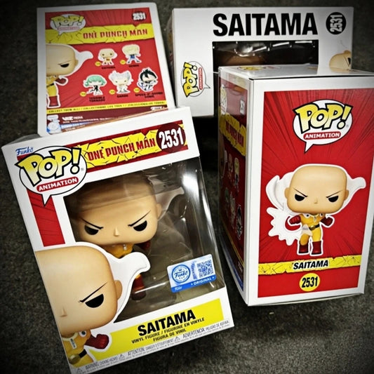 Funko Pop! Original One Punch Man Saitama Punching #2531 Vinyl Figure Anime Collectible Model Desktop Decor Toys Gift for Fans