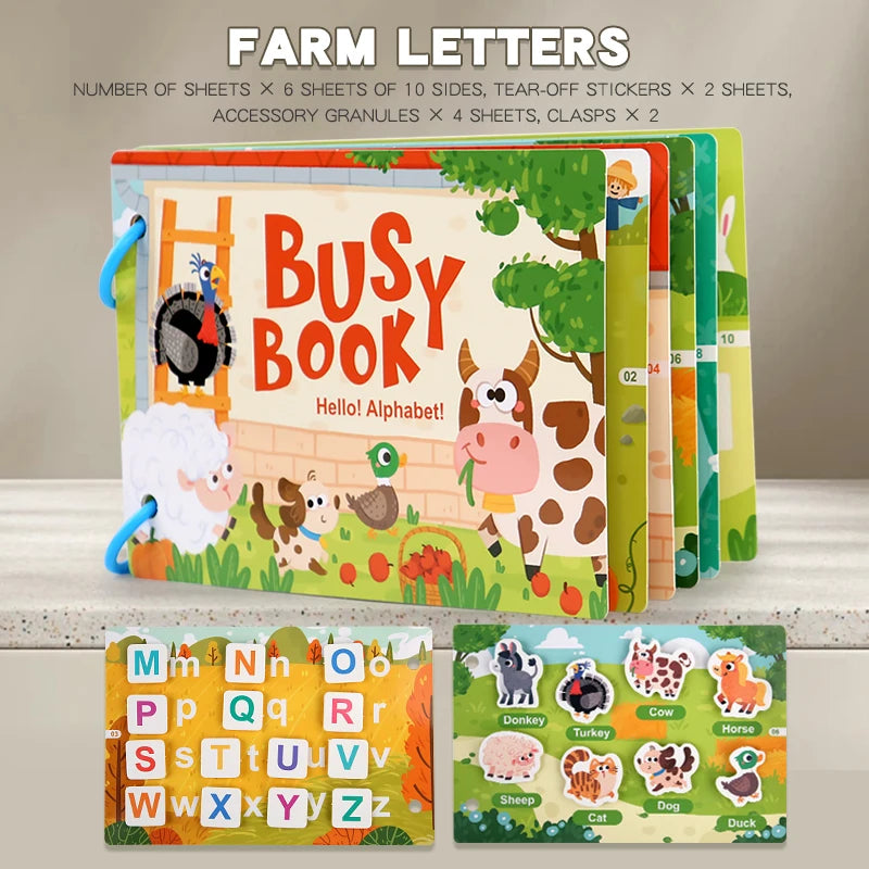 Montessori Baby Busy Book My First Quiet Book Paste Early Learning Education Toy for Toddlers Matching Game Toys for Kids Gifts