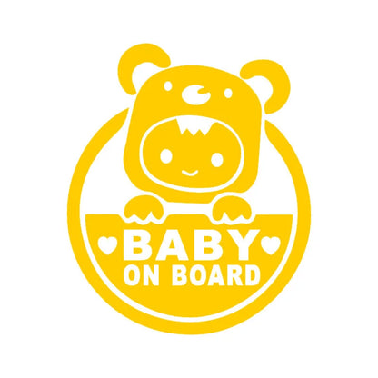 Baby On Board" Reflective Car & Motorcycle Decal - Durable Pvc, Cartoon Safety Warning Sticker For Windows