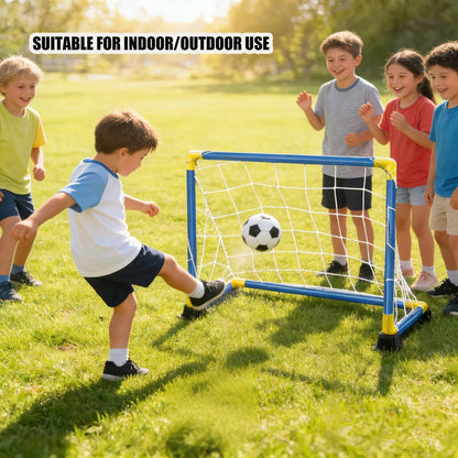 2PC Soccer Goal Set with Inflatable Ball Portable PVC Net 17.32×12.2in Detachable Indoor Outdoor Sports Toy Perfect Gift.
