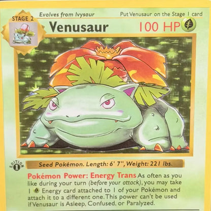PTCG DIY 1999 POKEMON GAME VENUSAUR Non-HOLO MINT Base Set GAME GREY HAT VAN GOGH Game Proxy Card Gift Toy Dropshipping