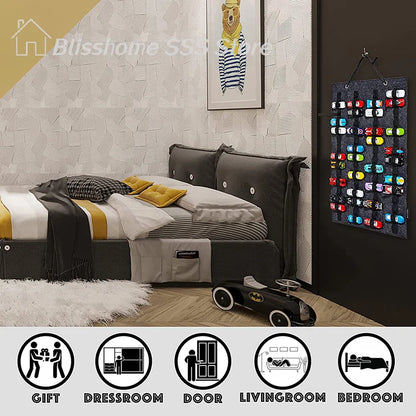 【S】Hanging Organizer For Wall Mount Display Case Large Capacity Storage Box Bags Hold Up Toy Matchbox Cars Kids