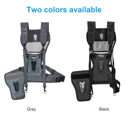 FOMITO Dual Camera Harness Multi Carrying Chest Vest System with Side Holster for Canon Nikon Sony Olympus DSLR Camera
