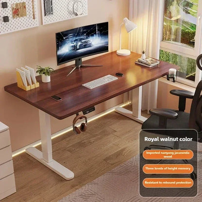 Solid Wood Electric Lifting Desk, Intelligent Computer Desk, Adjustable Gaming Desk, Home Learning and Office Desks, Workbench