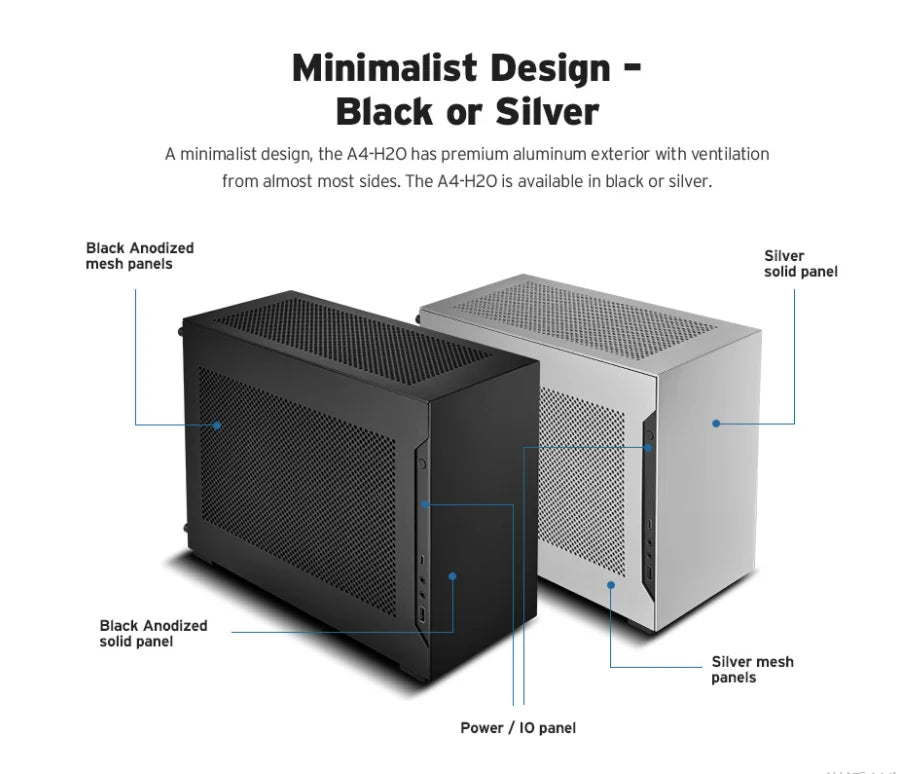 Lian-Li A4-H2O (PCIe 4.0) Mini ITX Computer Case PCIe 4.0 mini itx case DAN Cases Co-Brand  support 240 CPU AIO Cooling