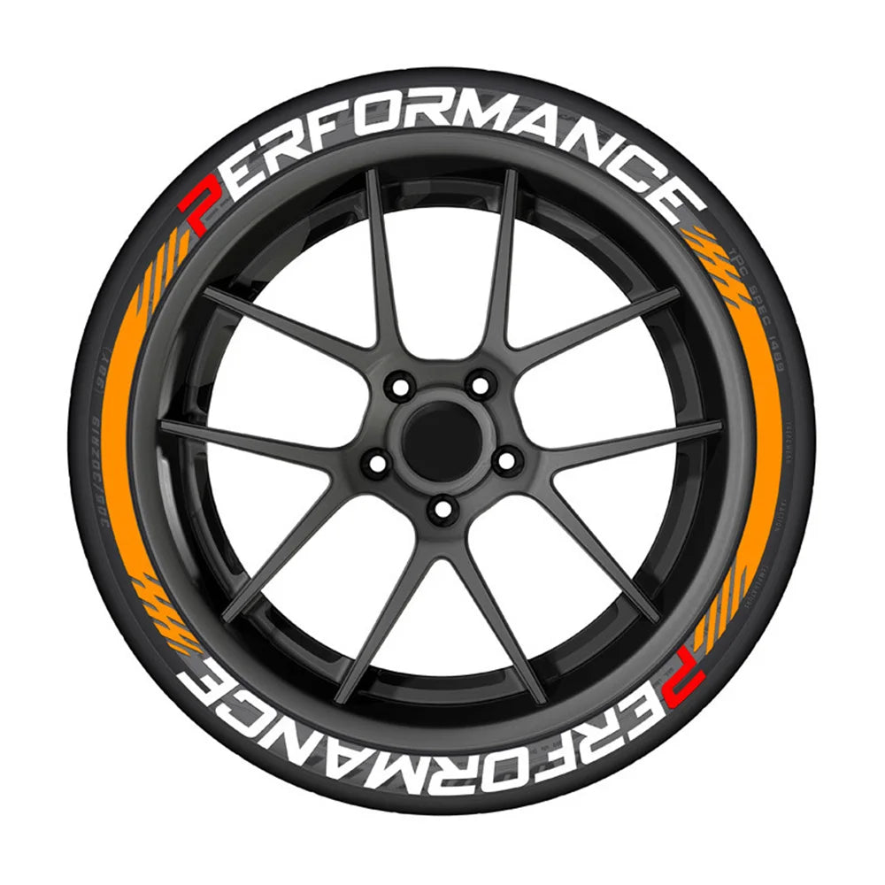 8Pcs/Lot Car Tire Decor Stickers Car Tuning Universal 3D Permanent PVC Joined Stickers Automotive Label Letters for Performance