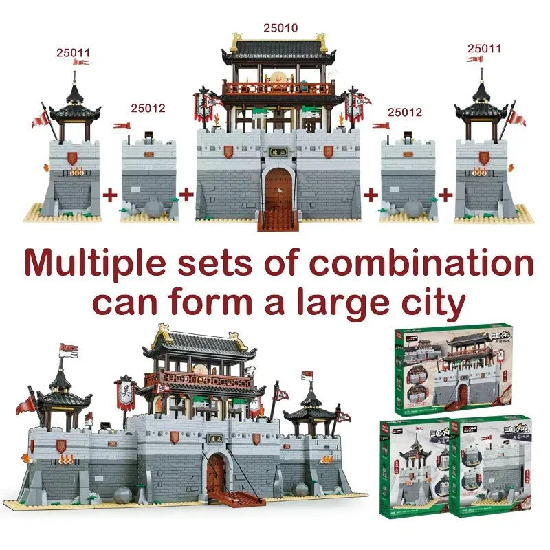 DECOOL Three Kingdoms Camp Watchtower Building Blocks Ancient Main City Ancient Warships Military Bricks Toys For Boys Kid Gifts
