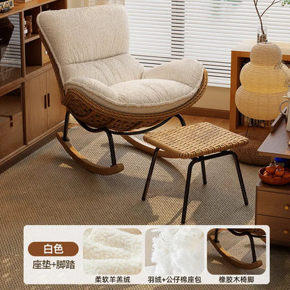 Rattan Rocking Chair for Adults, Lazy Recliner Leisure Sofa, Relax Rocker Chair for Living Room, Balcony Indoor Daily Rest