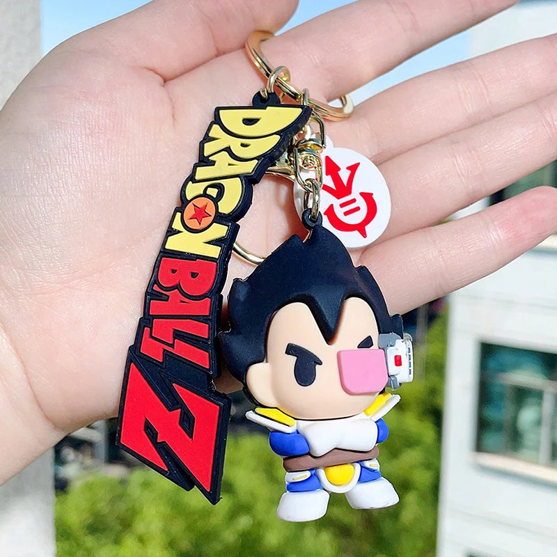 Anime Dragon Ball Keychain Ewelry Son Goku Vegeta Piccolo Action Figures Cute Keyring Bag Pendant Car Ornament Accessories Gifts