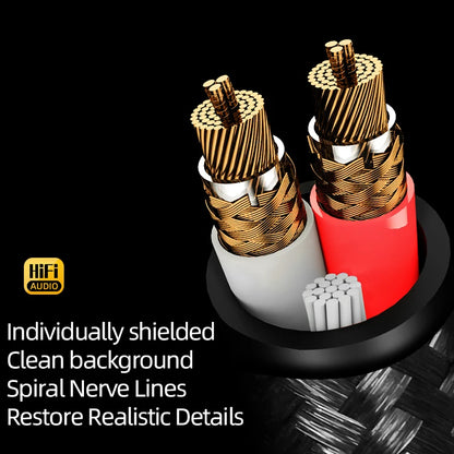 One Pair HIFI RCA Cable HiFi Main Core Independent Shielding RCA to RCA Audio Cable 6N OFC Audio Cable