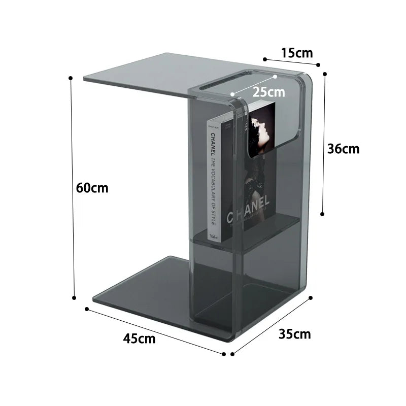 Acrylic Transparent Small Coffee Table C-shaped Sofa Card Table Living Room Window Side Table Corner Table Bedside Small Table