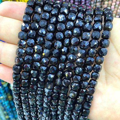 Natural Stone 7-8MM Faceted Square Lapis Lazuli Loose Cube Spacer Beads for Jewelry Making Diy Earrings Bracelets Accessories