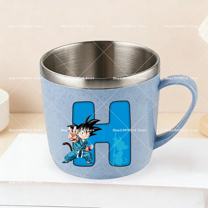 Dragons Ball 304 Stainless Steel Mouth Cup Goku Anime Kawaii Letter A-Z Coffee Milk Water Mug  Anti-scalding Camping Cups Gift