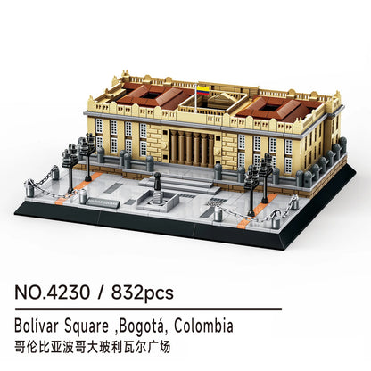 WANGE City Architecture Sydney Opera Santorini Building Blocks Chamartin Stadium Mosque Assembled Model Collection Toys For Gift