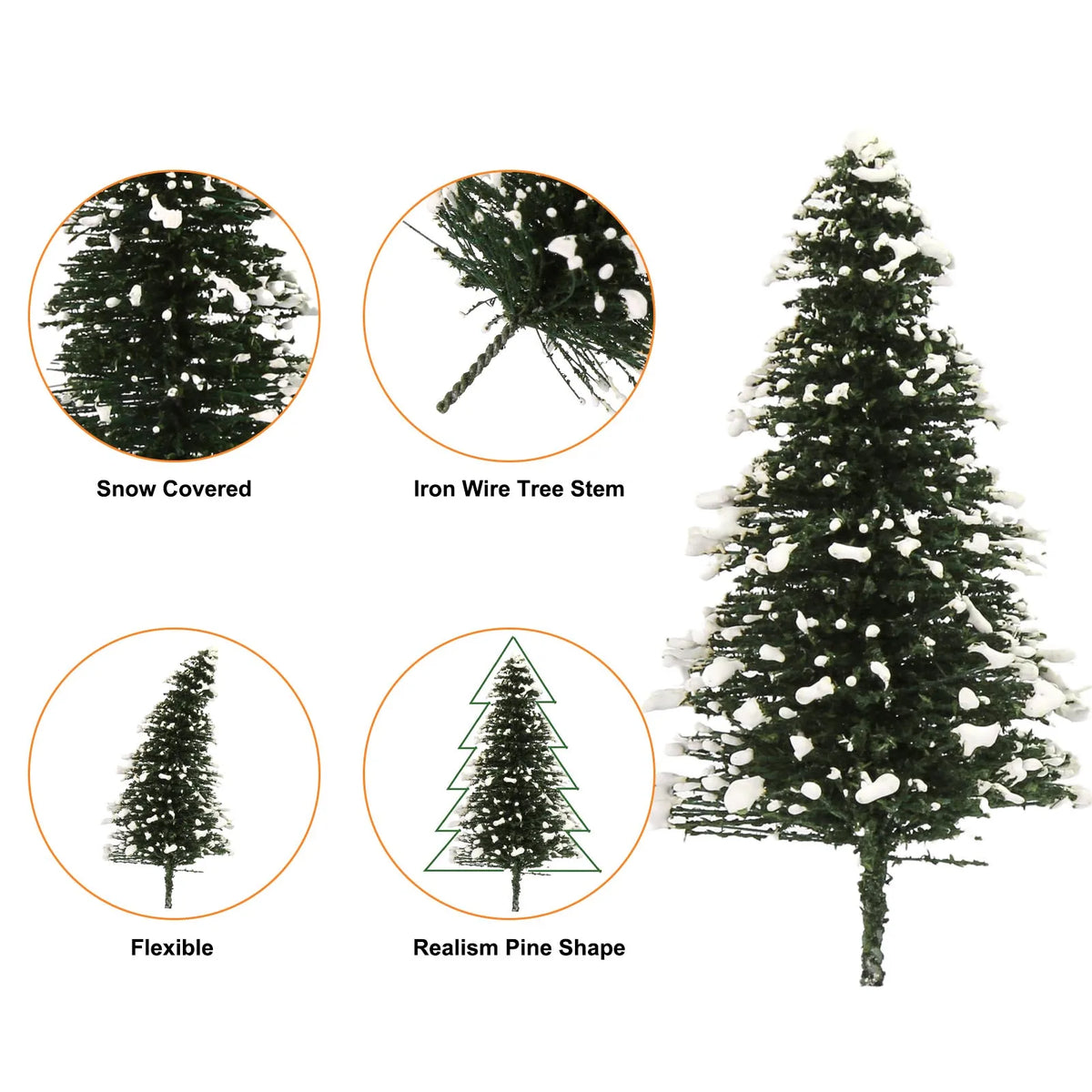XS0804 Evemodel Model Snowy Pine Trees Deep Green Christmas Pines for HO O N Z Scale Xmas Decor Layout S0804