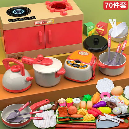 Kids Kitchen Toys Set 84/70/56/33 PCS Play Kitchen Accessories Kit with Play Pots Pretend Food Cooking Toy Toddler Girl Boy Gift
