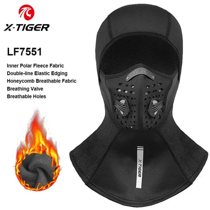 X-TIGER Winter Motorcycle Balaclava Mask Windproof Warm Cycling Scarf Mask with Filter Mask Full Face Ski MBT Cycling Headwear